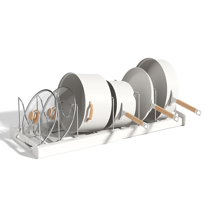 Telescopic Pot Rack Organiser with Stainless Steel Dividers