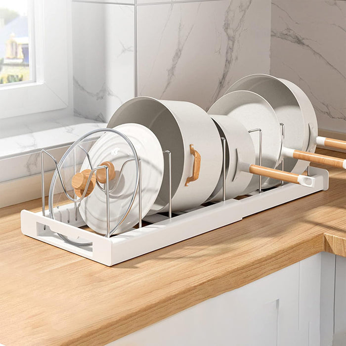 Telescopic Pot Rack Organiser with Stainless Steel Dividers