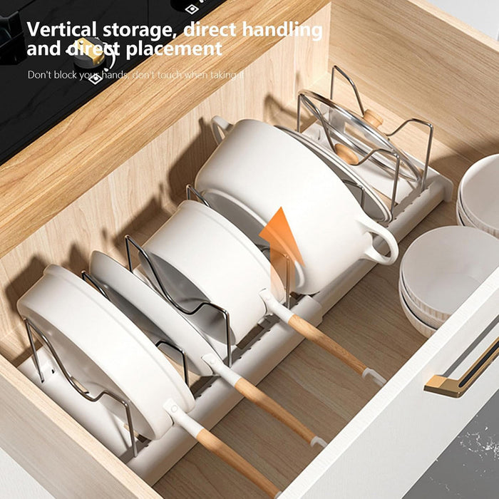 Telescopic Pot Rack Organiser with Stainless Steel Dividers