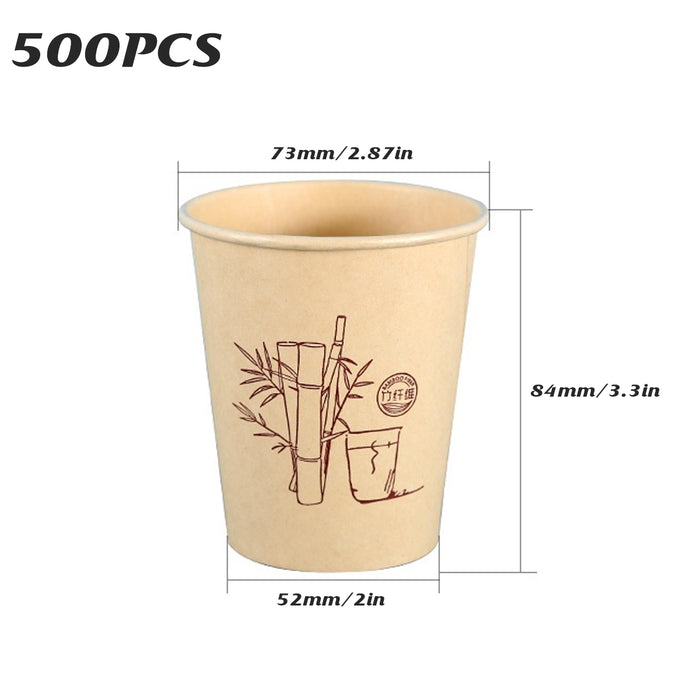 500 Pcs Disposable Paper Coffee Cups 9oz Bamboo Pulp Leak Proof