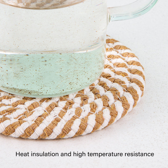 8pcs Round Cotton Woven Coaster, Dining Table Mat