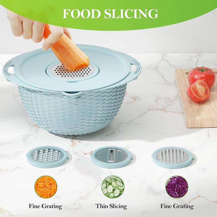 Stainless Steel Drainer Basket With Double Layer Blue