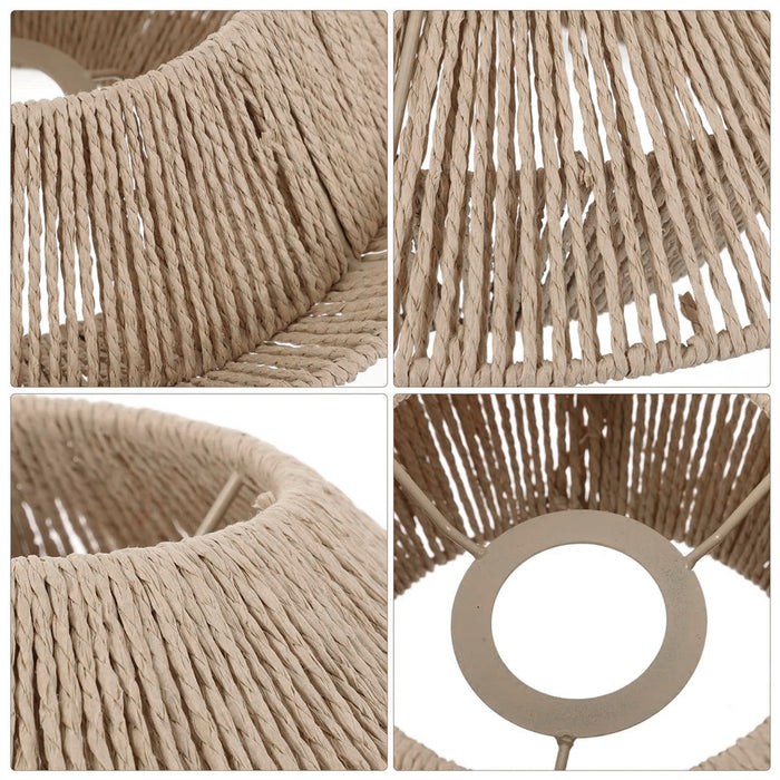 Hand-Woven Paper Rope Pendant Lampshade Yellow 30×12.5 cm