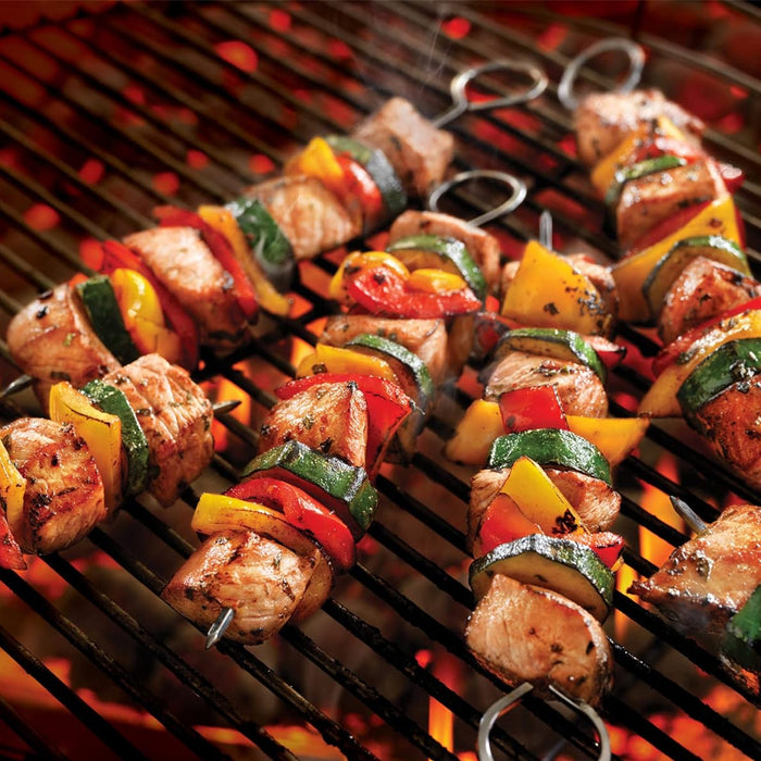 12 Pcs Metal BBQ Skewers Stainless Steel 20cm Looped Handles