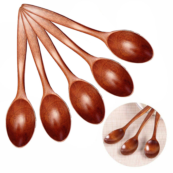 5 Pcs Wooden Spoons Durable Kitchen Tableware Set