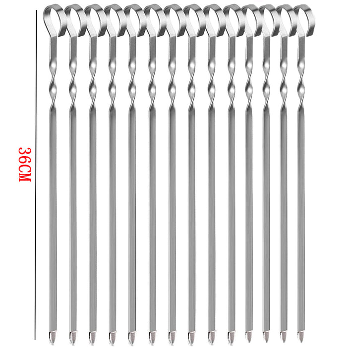 Stainless Steel BBQ Skewers 17 Inch Flat Wide Blade, 17 inches