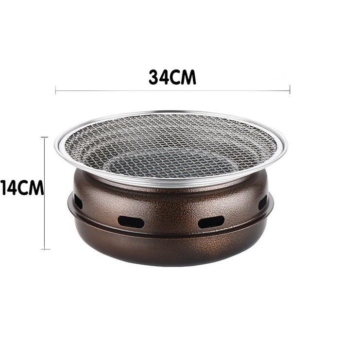 Stainless Steel Charcoal BBQ Grill Set with Roasting Pan and Mesh