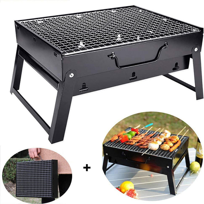 Portable Foldable Charcoal BBQ Grill Iron Steel 35 x 20 x 26 cm for Camping