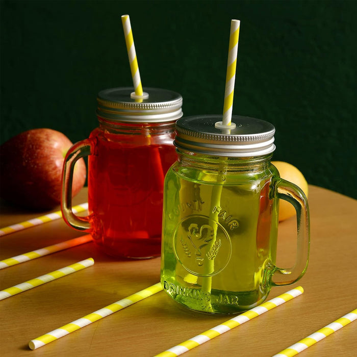 125pcs Biodegradable Paper Straws Mixed Stripe Colours