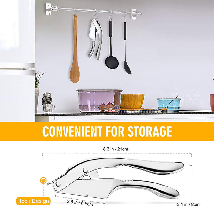 2-in-1 Aluminum Alloy Garlic Press with Ergonomic Handle