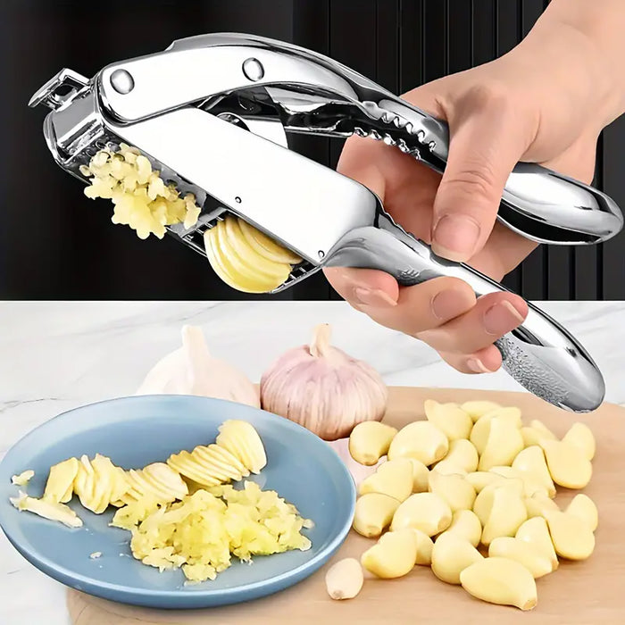 2-in-1 Aluminum Alloy Garlic Press with Ergonomic Handle