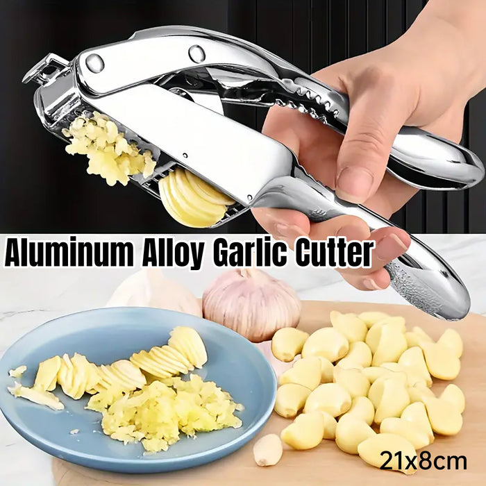 2-in-1 Aluminum Alloy Garlic Press with Ergonomic Handle