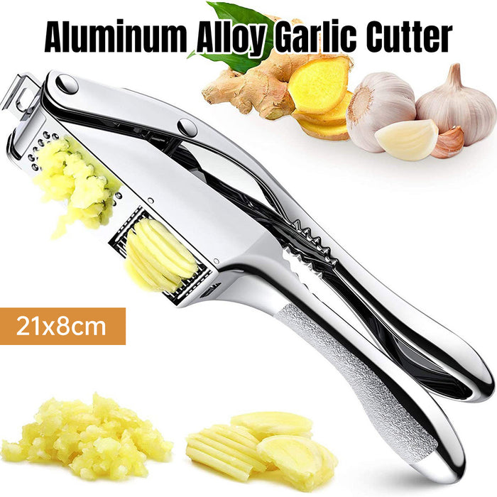 2-in-1 Aluminum Alloy Garlic Press with Ergonomic Handle