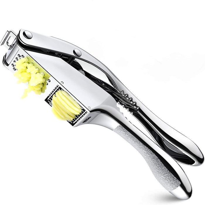 2-in-1 Aluminum Alloy Garlic Press with Ergonomic Handle