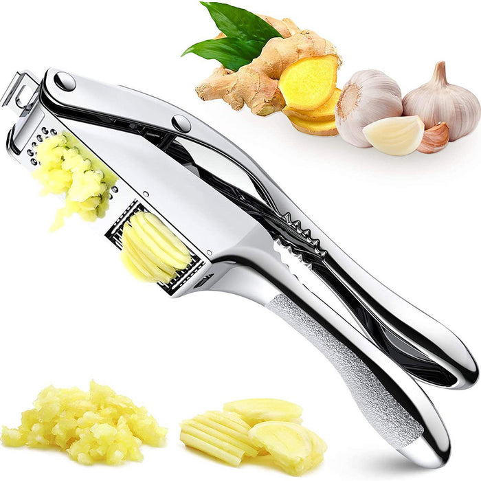 2-in-1 Aluminum Alloy Garlic Press with Ergonomic Handle