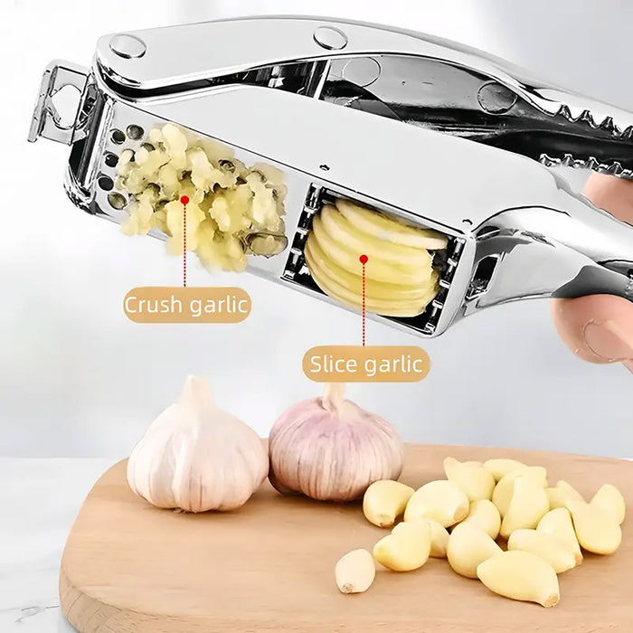 2-in-1 Aluminum Alloy Garlic Press with Ergonomic Handle
