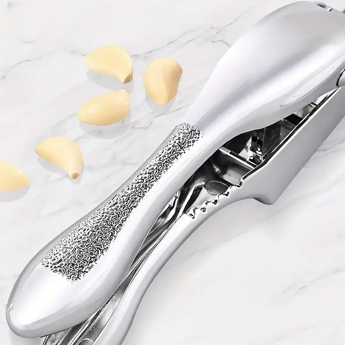 2-in-1 Aluminum Alloy Garlic Press with Ergonomic Handle
