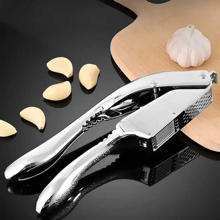 2-in-1 Aluminum Alloy Garlic Press with Ergonomic Handle