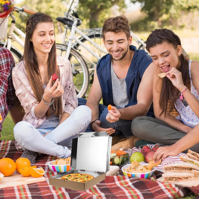 50 Pcs Cardboard Pizza Boxes with Aluminium Foil Lining for Heat Retention