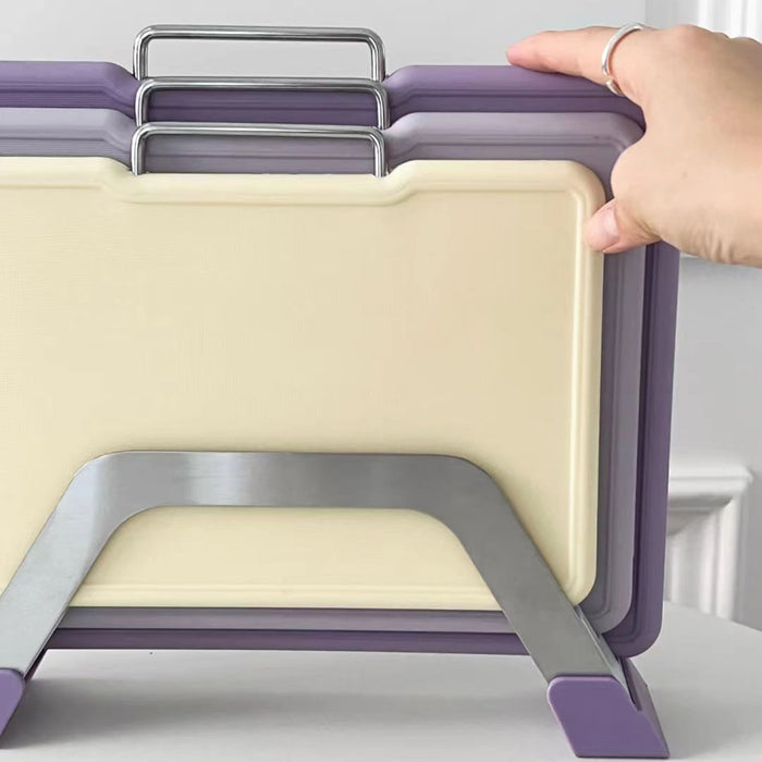 3 Pcs Cutting Board Set Double Sided With Stand Purple
