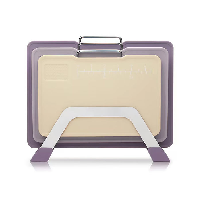 3 Pcs Cutting Board Set Double Sided With Stand Purple