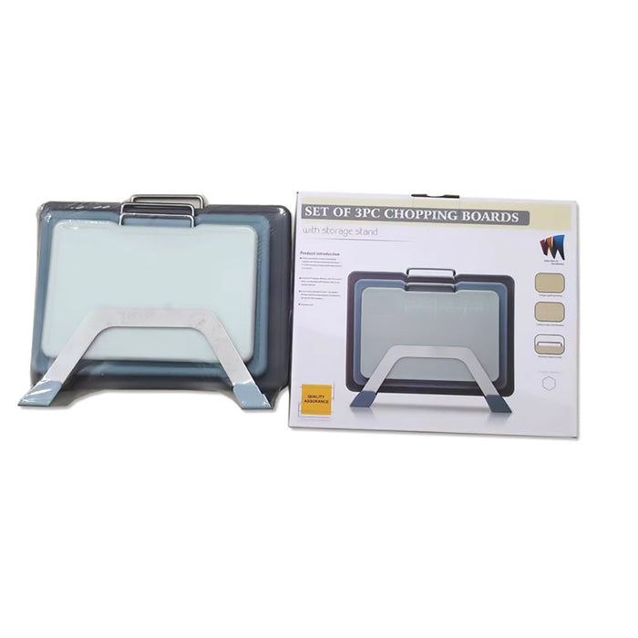 3 Pcs Cutting Board Set Double Sided With Stand Purple