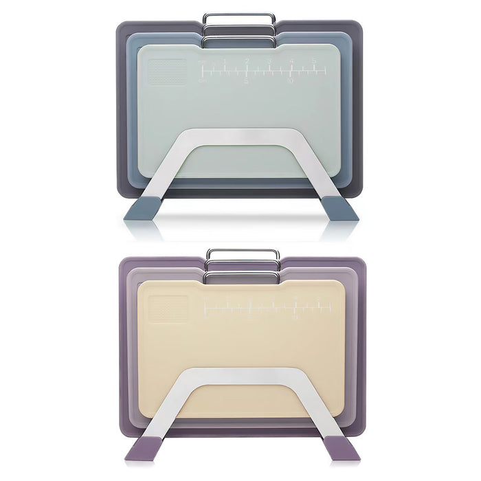 3 Pcs Cutting Board Set Double Sided With Stand Purple