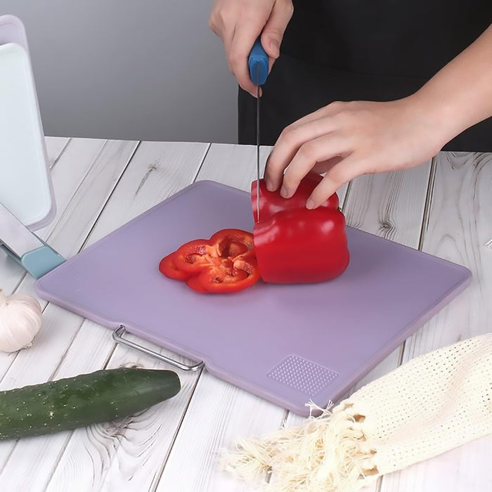 3 Pcs Cutting Board Set Double Sided With Stand Purple