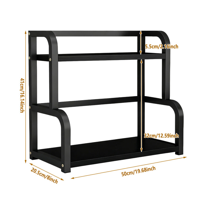 2 Tier Spice Rack Freestanding Steel Black With Hooks