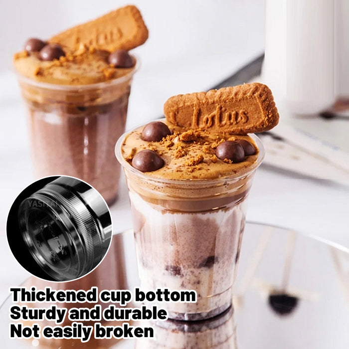 250 Sets Transparent PET Drink Cups With Lids 400ml Leak Proof