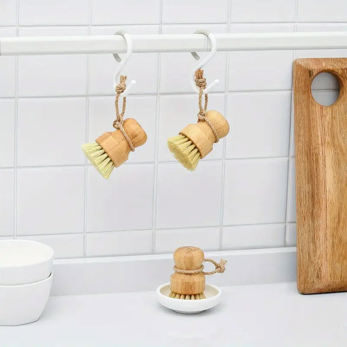 3 Pcs Dishwashing Brush Set Short Handle Natural Fibre