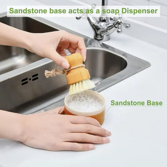 3 Pcs Dishwashing Brush Set Short Handle Natural Fibre