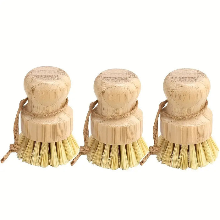 3 Pcs Dishwashing Brush Set Short Handle Natural Fibre