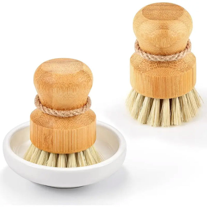 3 Pcs Dishwashing Brush Set Short Handle Natural Fibre