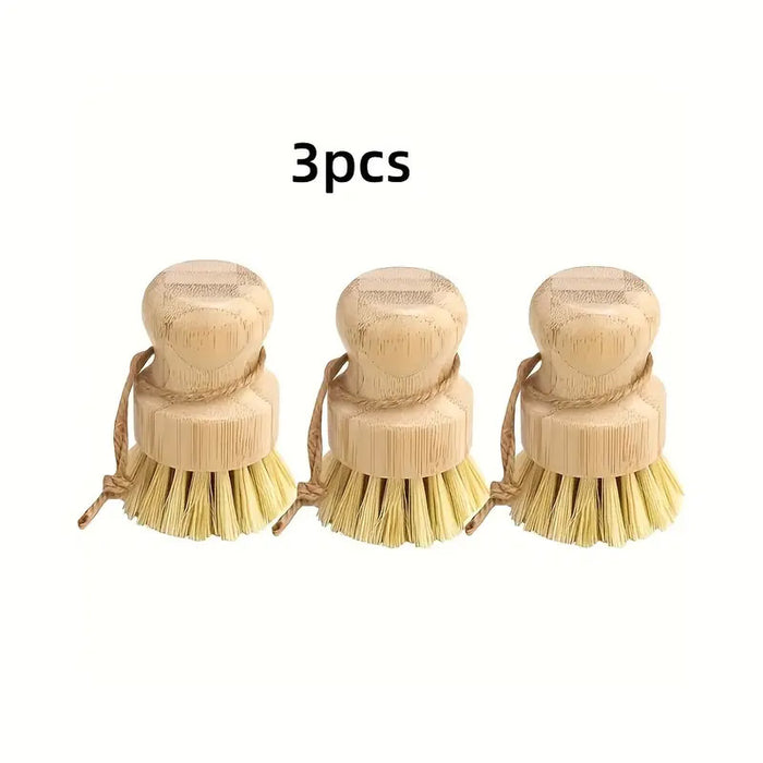 3 Pcs Dishwashing Brush Set Short Handle Natural Fibre