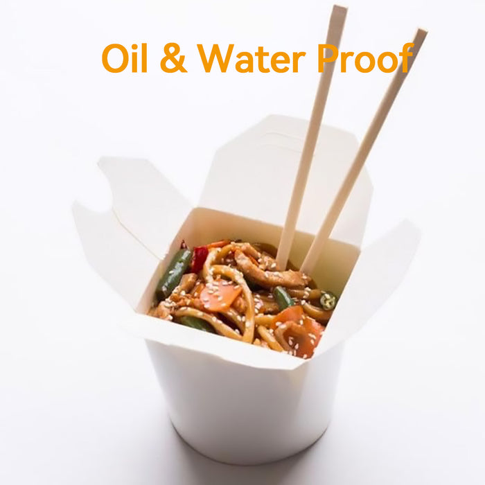 50PCS Disposable White Takeout Boxes, Food-Grade PE-Coated Cardboard, Three Sizes