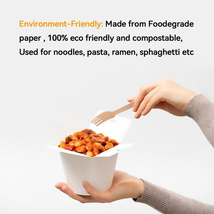 50PCS Disposable White Takeout Boxes, Food-Grade PE-Coated Cardboard, Three Sizes