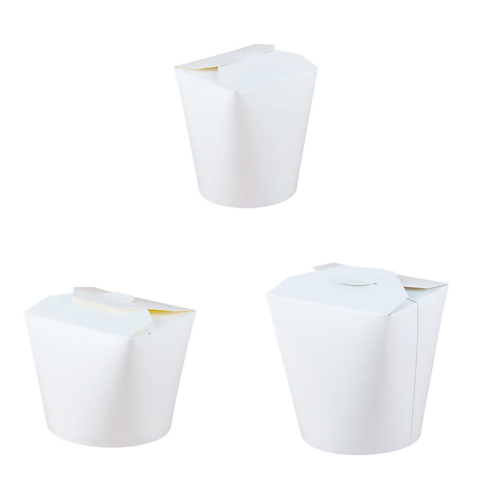 50PCS Disposable White Takeout Boxes, Food-Grade PE-Coated Cardboard, Three Sizes