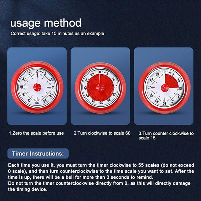 Stainless Steel Magnetic Mechanical Kitchen Countdown Timer