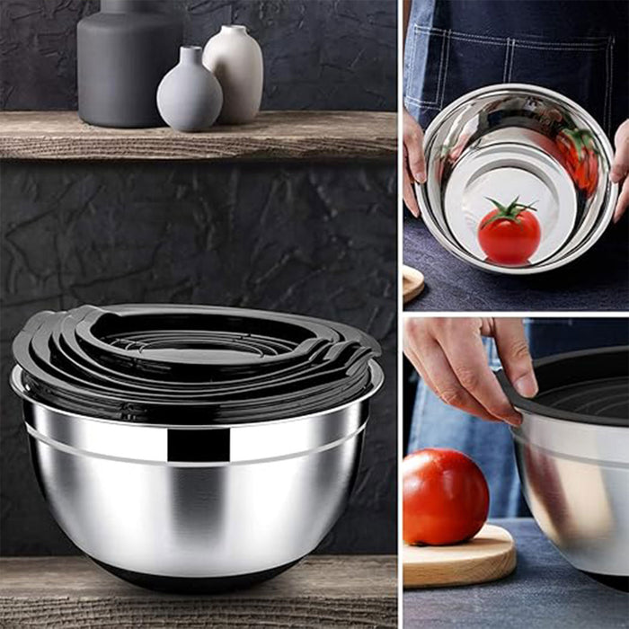 5 Piece Stainless Steel Mixing Bowl Set with Airtight Lids