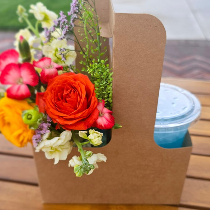 100 Pcs Kraft Paper Cup Holders with Handle for Takeaway Drinks