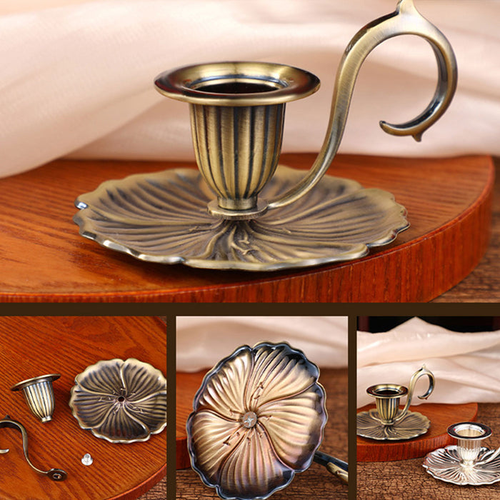 Retro Handheld Candlestick Holder, European Style Candle Stand