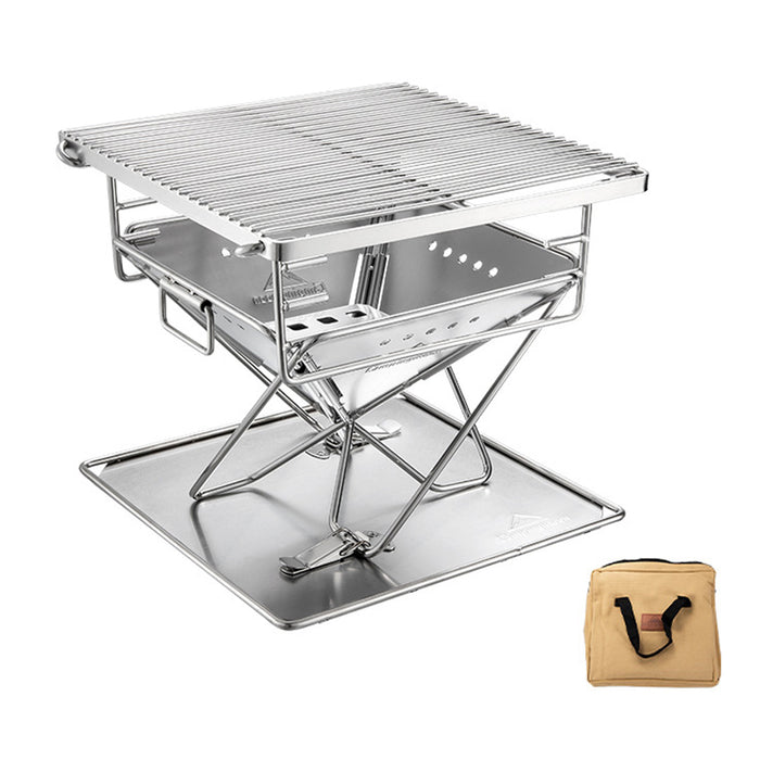 304 Stainless Steel Foldable BBQ Grill with Storage Bag 24.9 x 24 x 21.5 cm