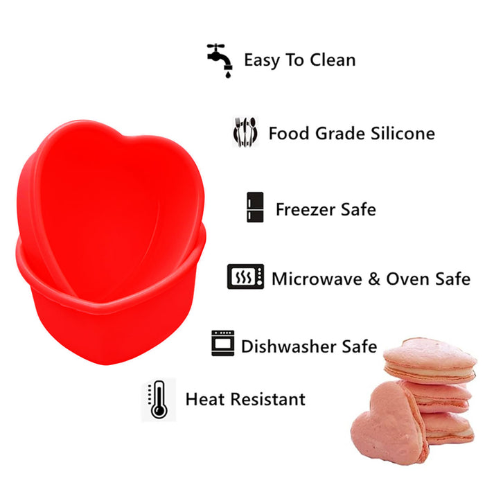 4PCS Heart Silicone Cake Moulds Non Stick Dessert Trays