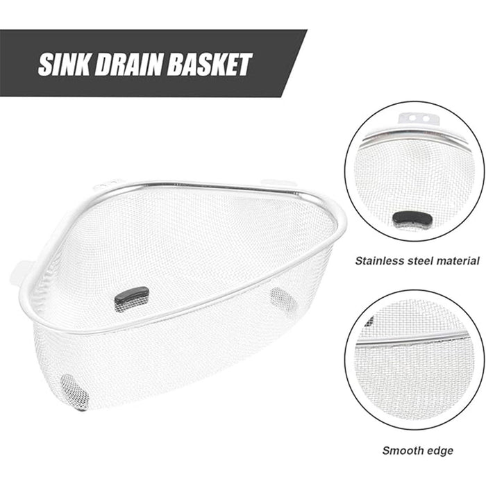 Stainless Steel Triangle Sink Drain Basket Fine Mesh With Suction Cup