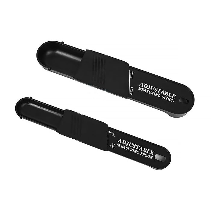 2 Piece Adjustable Measuring Spoons Set ABS Plastic Black White