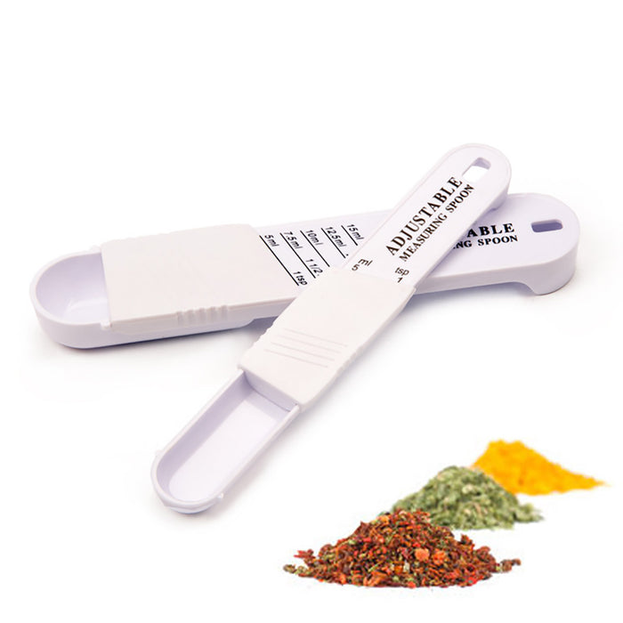 2 Piece Adjustable Measuring Spoons Set ABS Plastic Black White