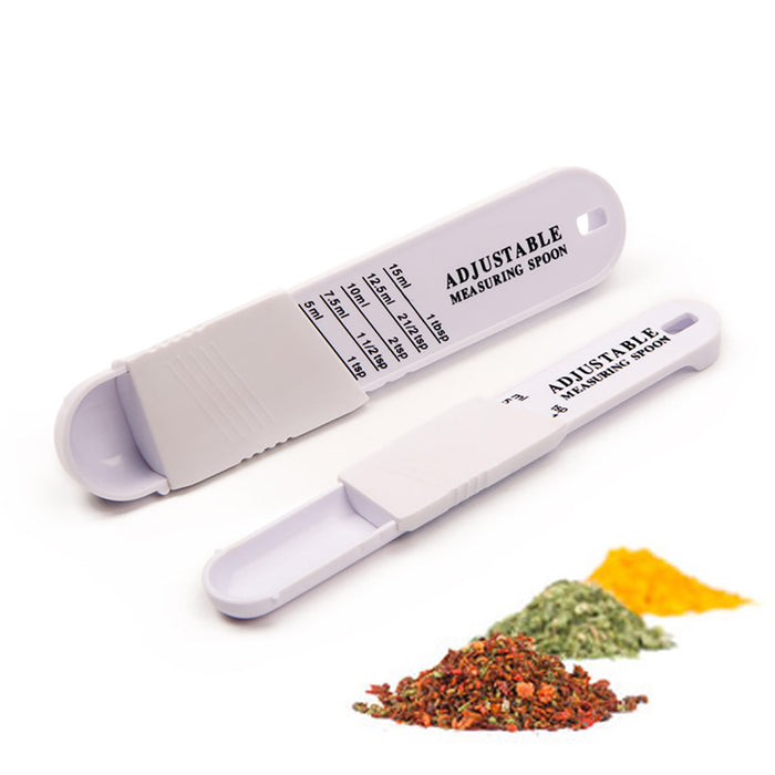2 Piece Adjustable Measuring Spoons Set ABS Plastic Black White