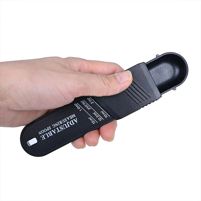2 Piece Adjustable Measuring Spoons Set ABS Plastic Black White