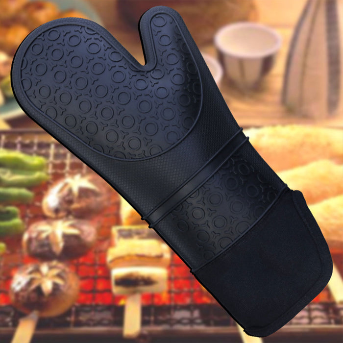 2 Pcs Insulated Oven Mitts Heat-Resistant Silicone with Lining